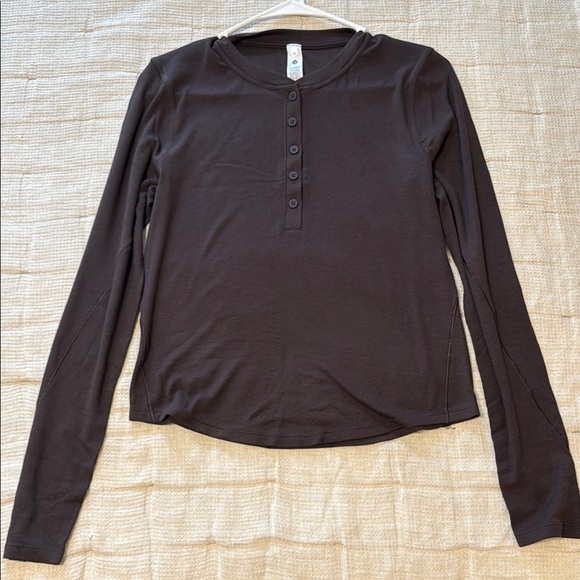 Lululemon Women's Long Sleeve Henley Top - Brown NWT - Picture 3 of 8